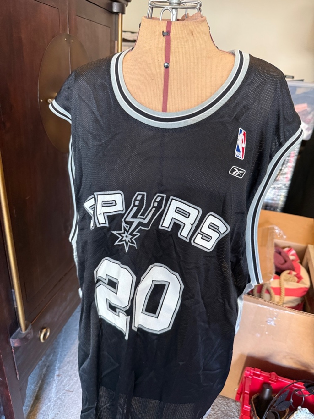 Reebok Black and White San Antonio Spurs #20 Basketball Jersey